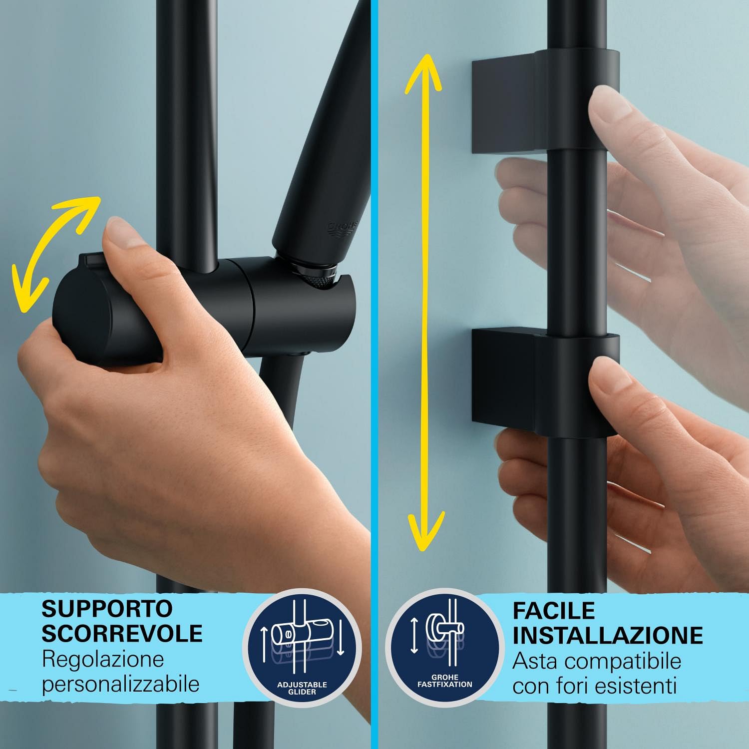 GROHE Vitalio Start Set Doccia Saliscendi 2 Getti Nero Opaco
