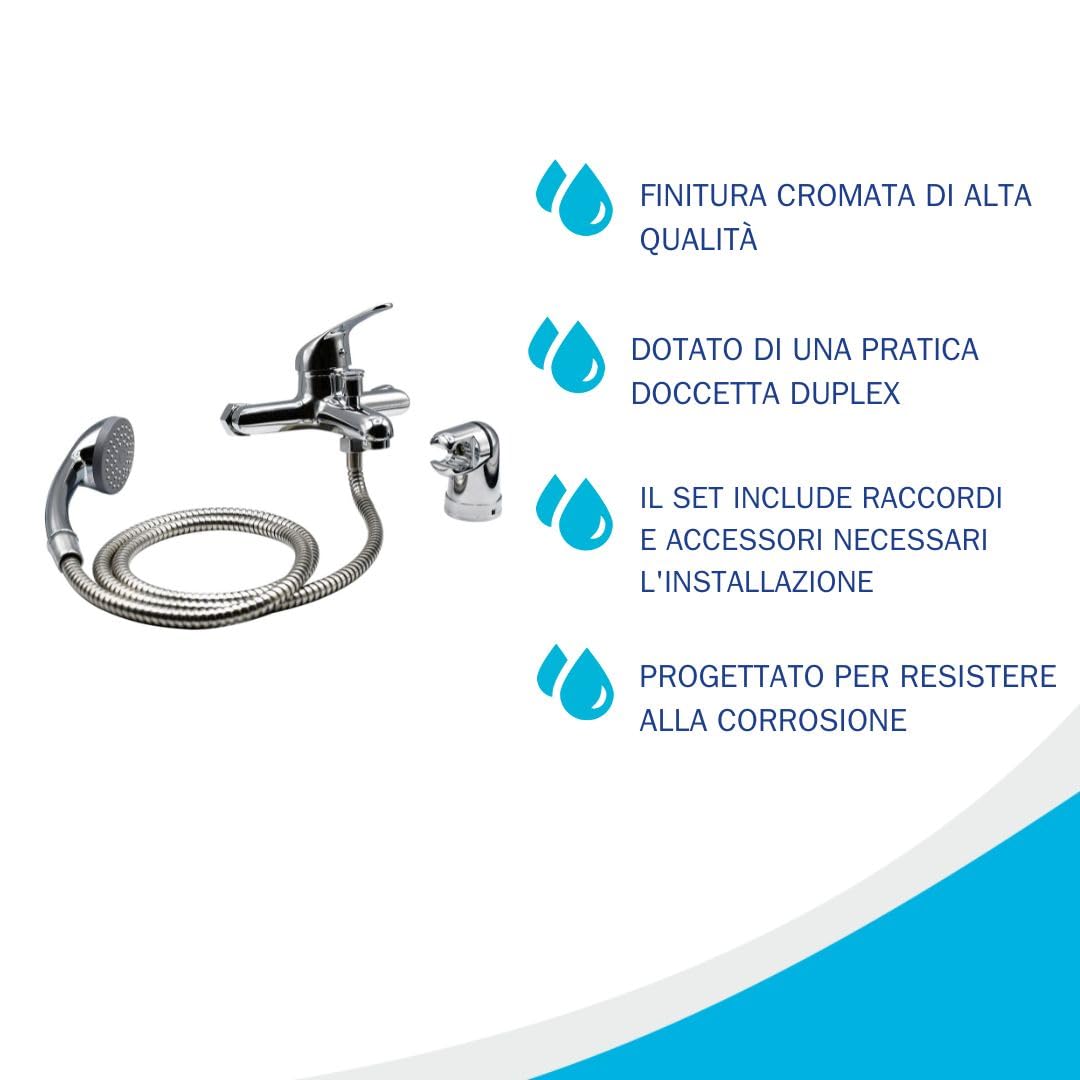 Fluxy monocomando vasca cromo con doccetta duplex