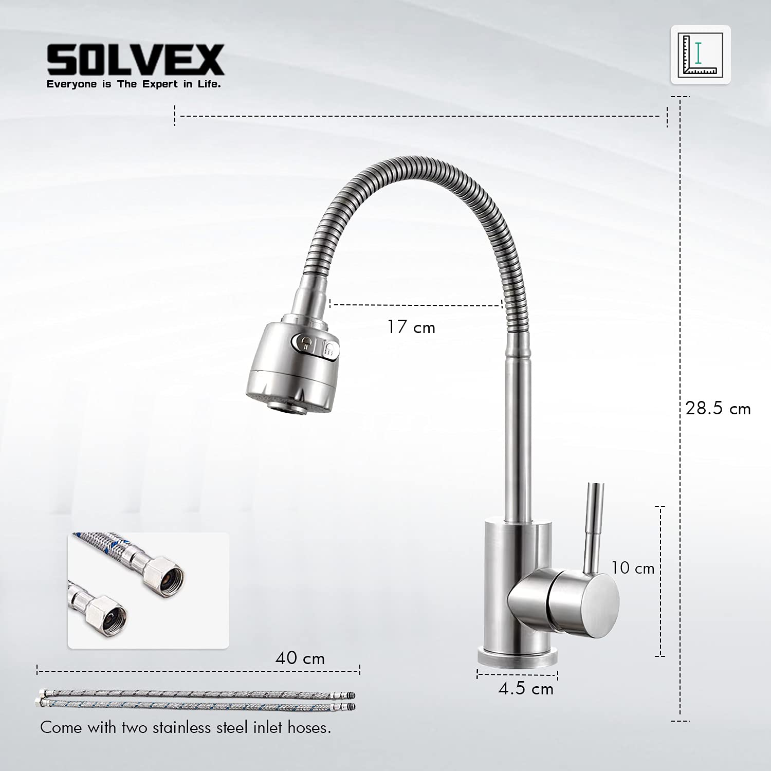 Solvex DE-SP-10017 miscelatore cucina acciaio inox doccetta