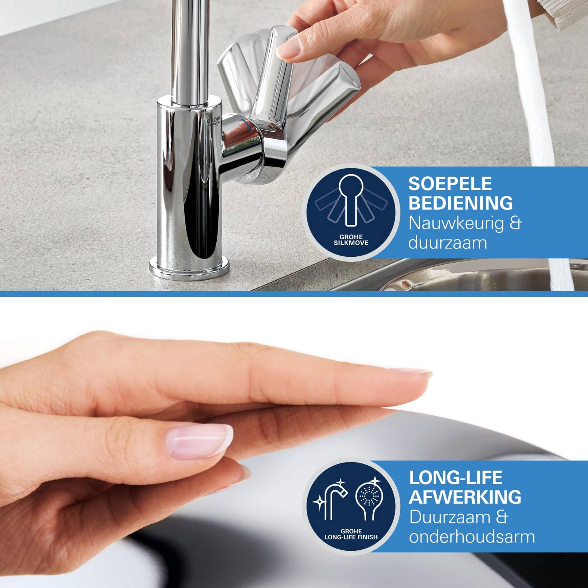 GROHE Start miscelatore cucina ibrido sensore cromo spazzolato
