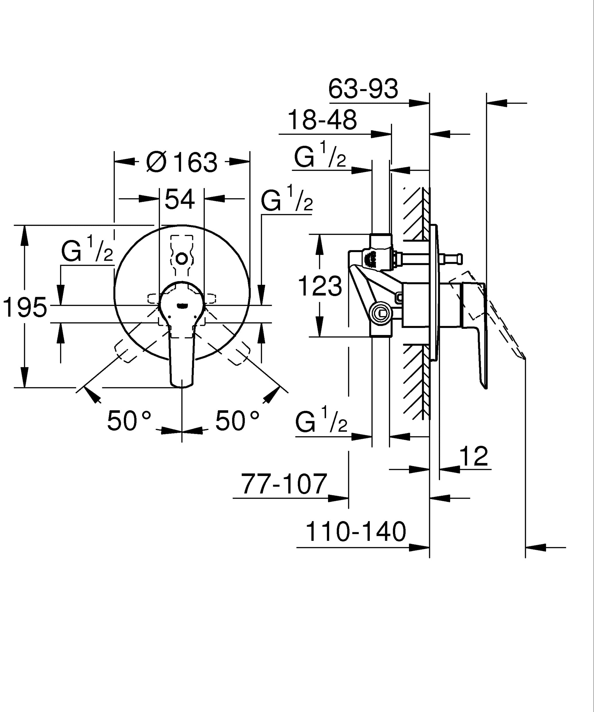 Grohe Start 23558002 miscelatore vasca-doccia cromo incasso