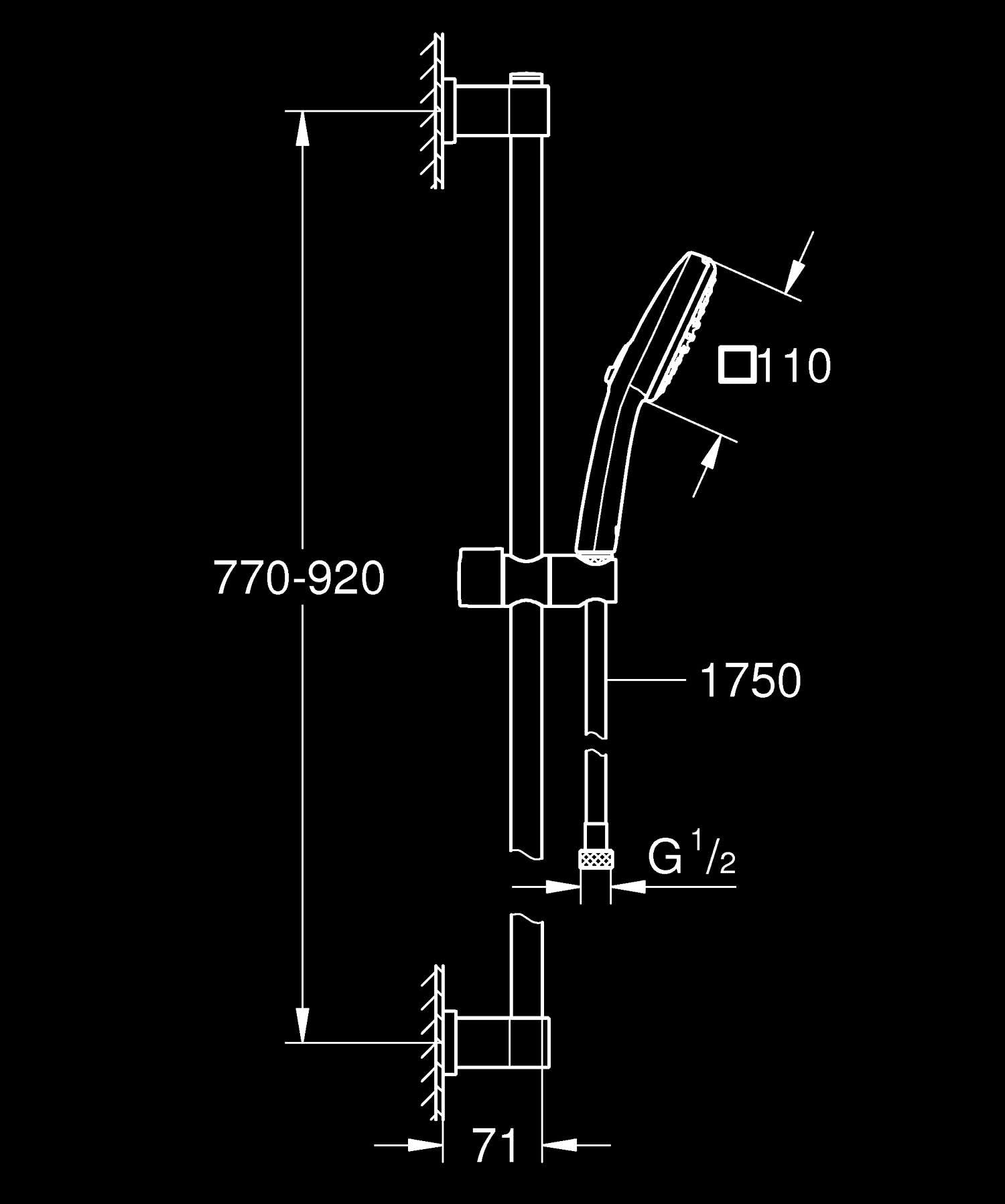 Grohe Vitalio Comfort 110 269302431 set doccia nero quadrato