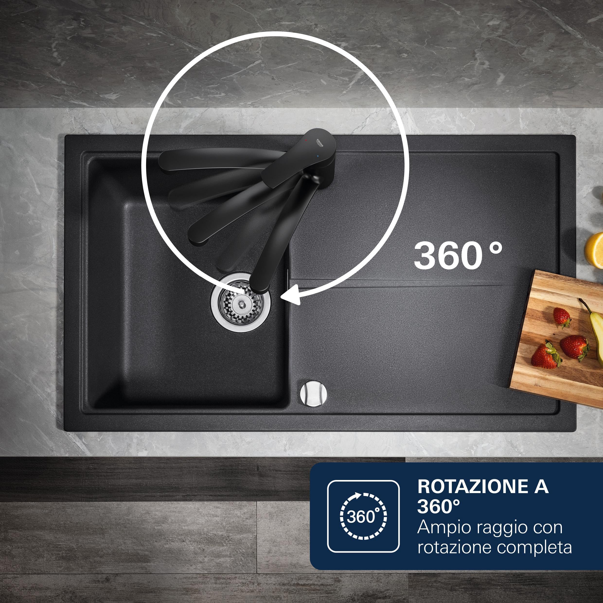 Grohe Start Loop miscelatore cucina estraibile nero opaco