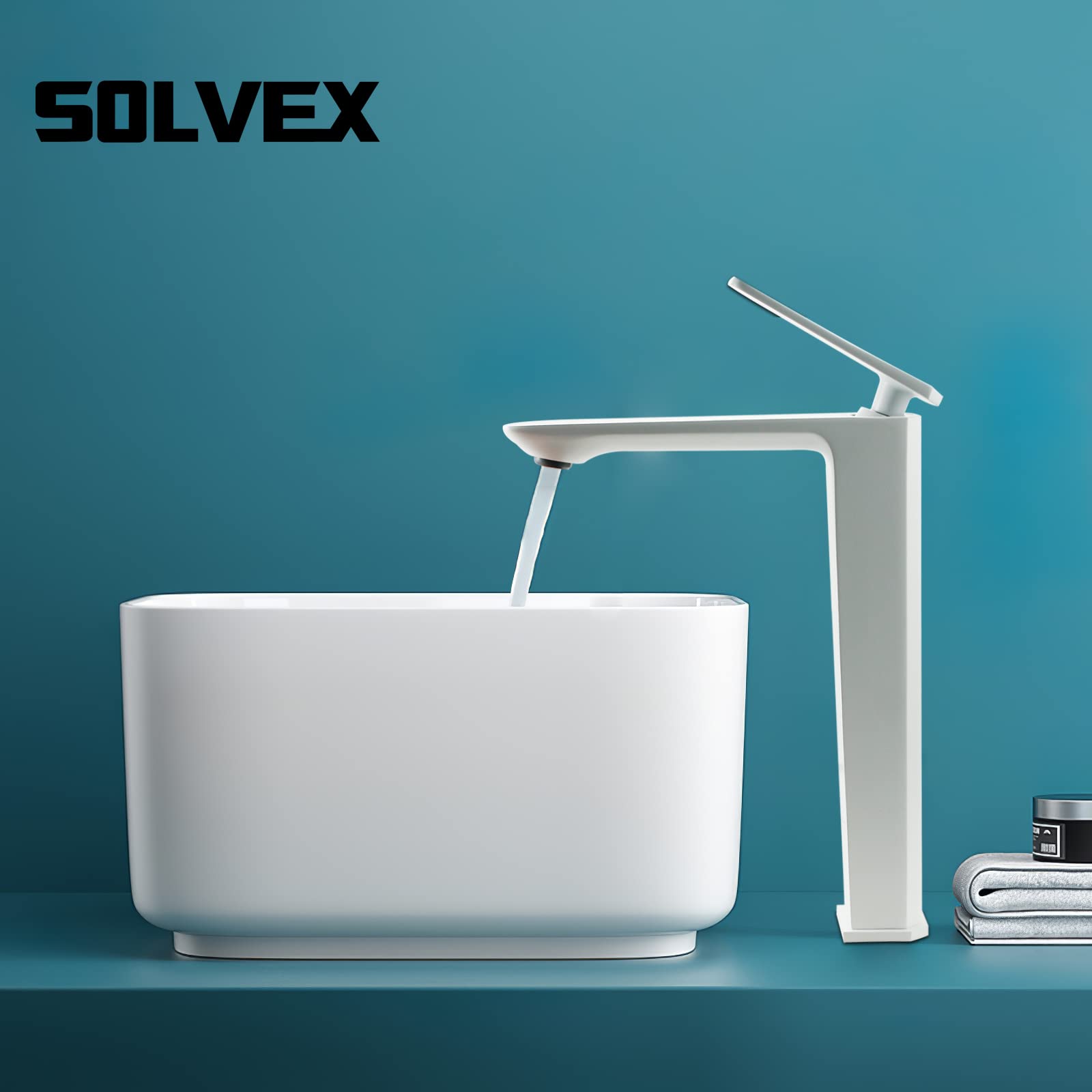 Solvex SP-12008-B miscelatore lavabo bianco girevole ottone