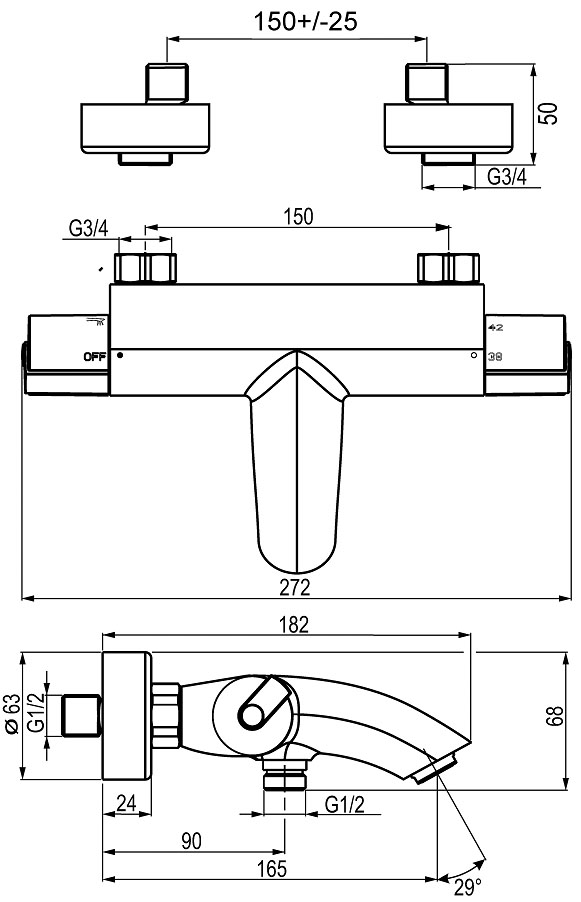 Schmiedl Top GS34301P termostatico vasca esterno