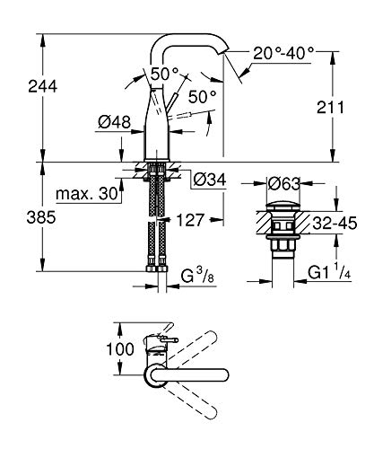 Grohe Essence 23799001 Miscelatore Lavabo L Cromato Push-Open