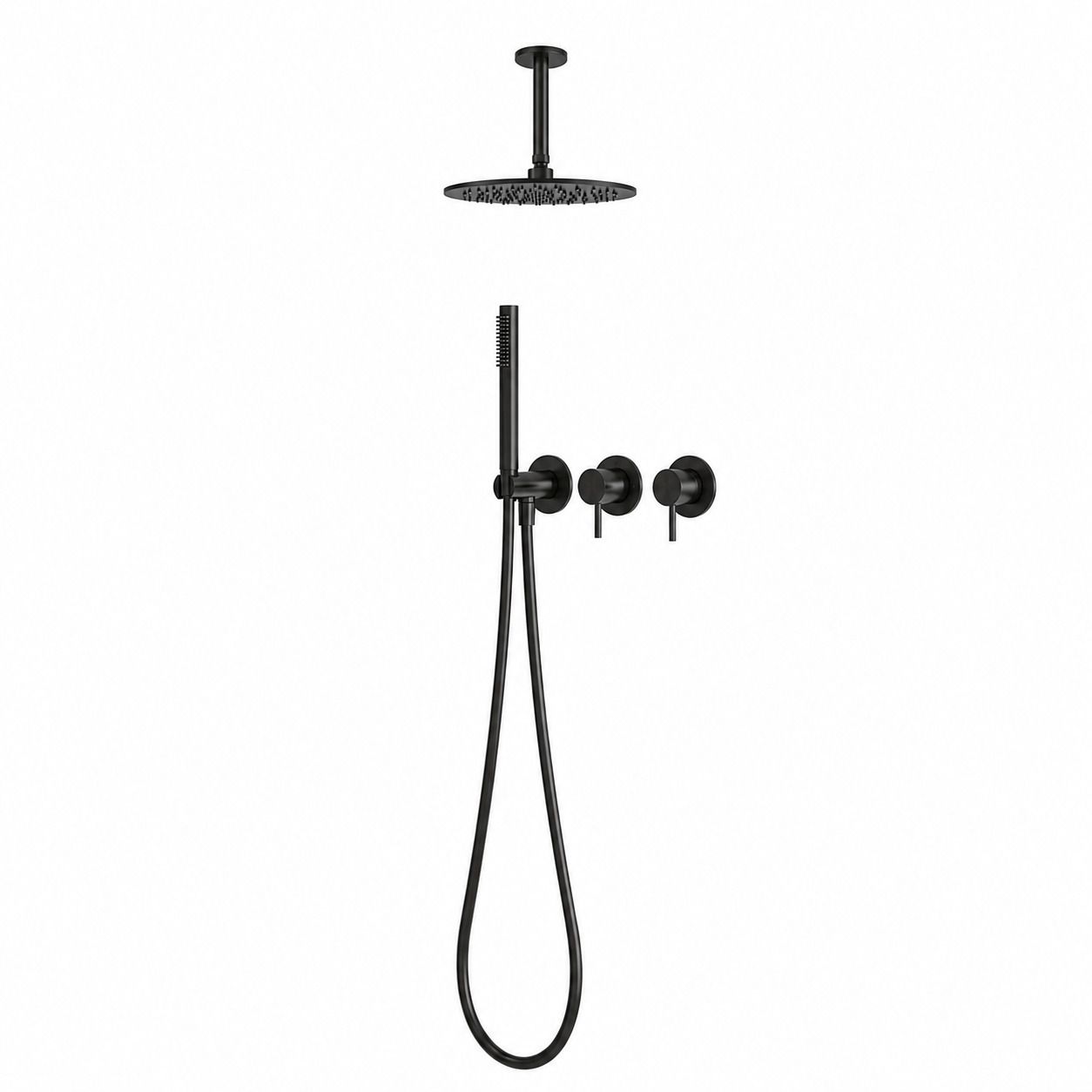 Sined Kit Doccia Soffitto Fredda Corto 25 Nero kit 25 cm
