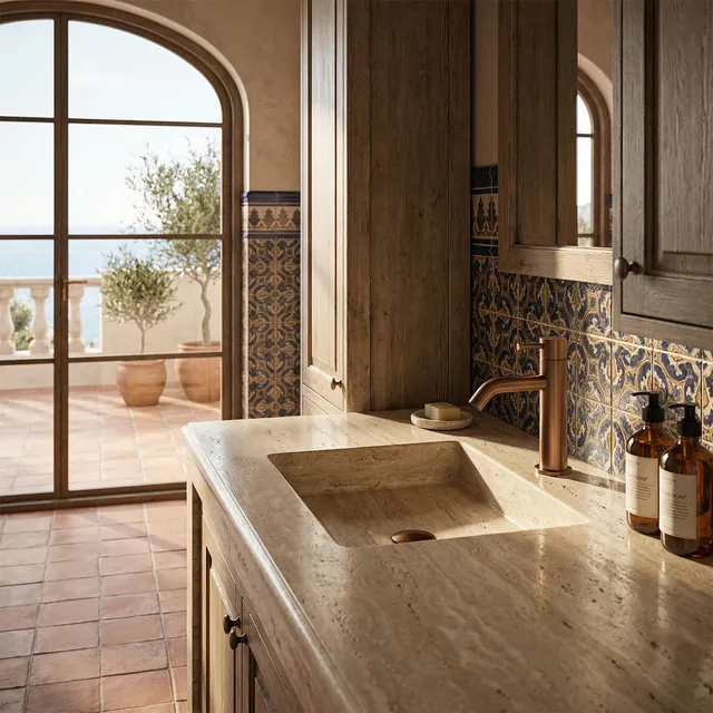 Sined Levante miscelatore lavabo basso oro rosa inox