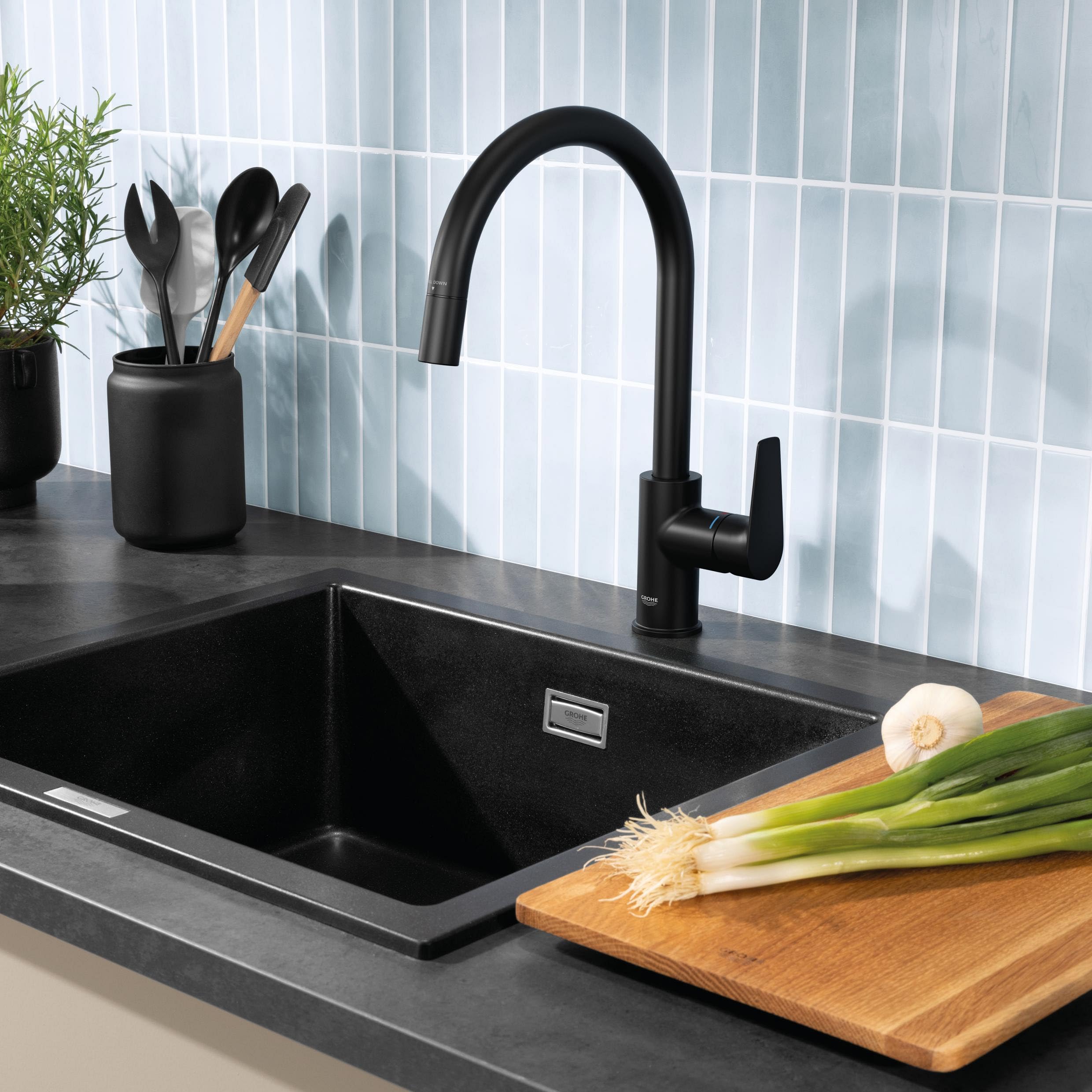 GROHE Start Edge miscelatore cucina estraibile nero opaco