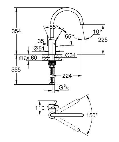 Grohe Essence 32843002 miscelatore lavabo bocca alta cromo