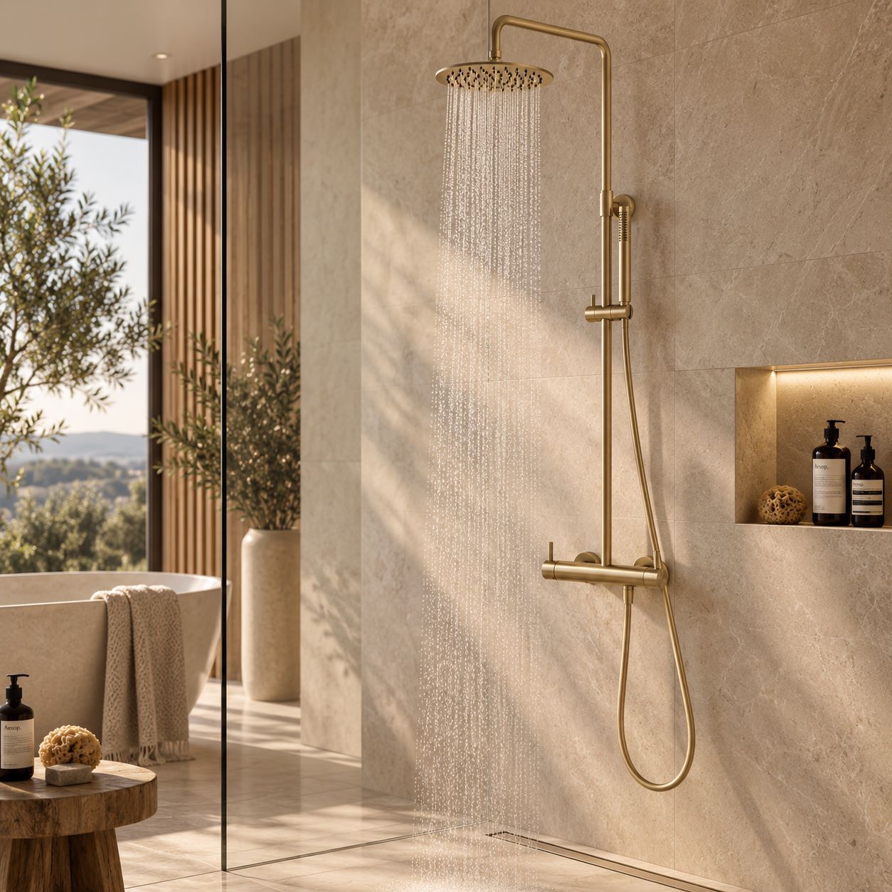 Sined DOCCIA-PARETE-LEVANTE-ORO doccia parete rose gold 25 cm inox