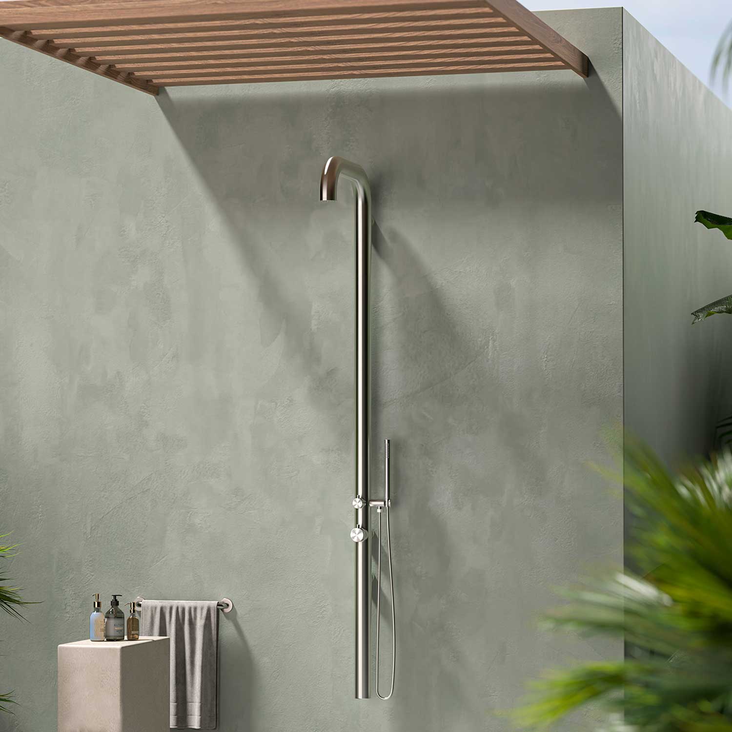 Sined Chia Parete Inox doccia esterna acqua calda fredda