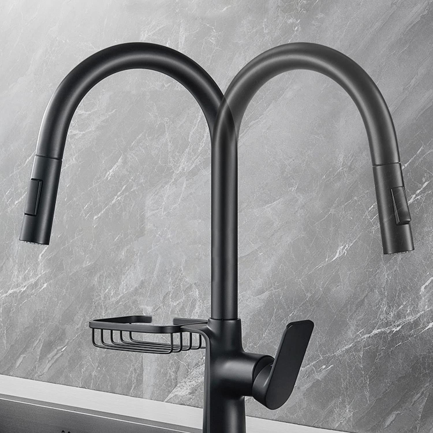 Solvex SP-10044-N rubinetto cucina nero acciaio inox
