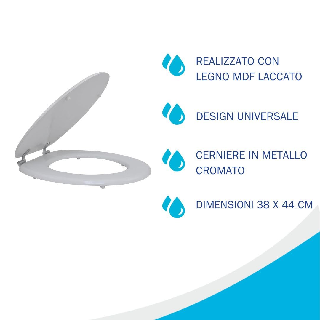 Fluxy sedile WC universale bianco 38x44 cm legno