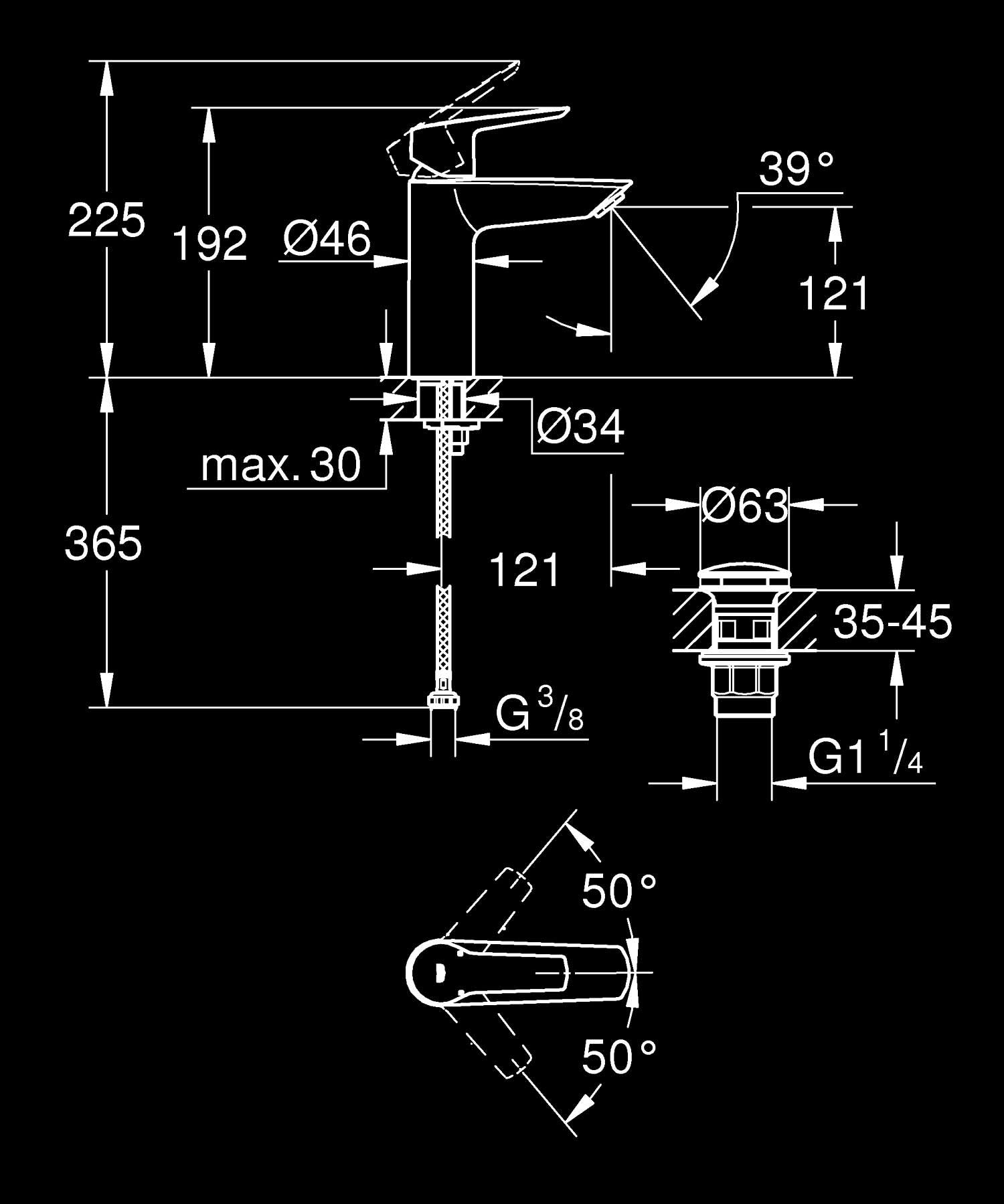 GROHE Start M miscelatore lavabo cromo con piletta EcoJoy