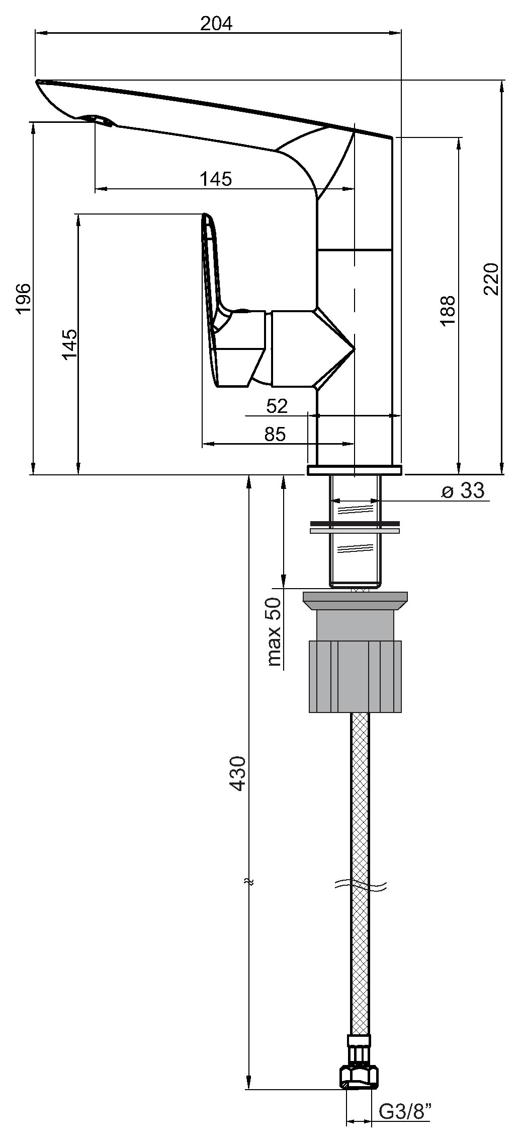 Schmiedl Vido GS39094P miscelatore lavabo alto senza piletta