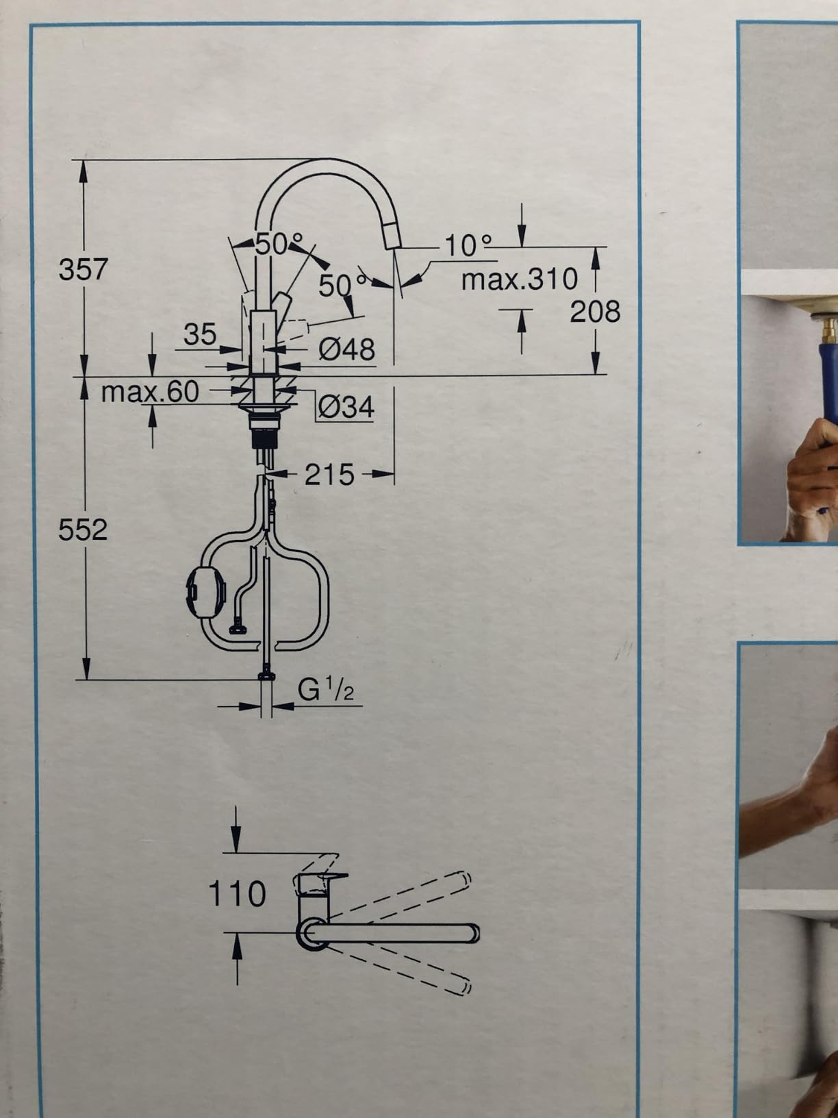 GROHE Start Edge 30551000 miscelatore cucina estraibile