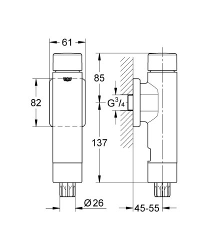 GROHE Rondo A.S. 37347000 Flussometro WC Cromo Esterno