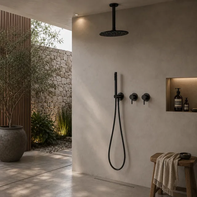 Sined Kit Doccia Soffitto Lungo 30 cm Nero