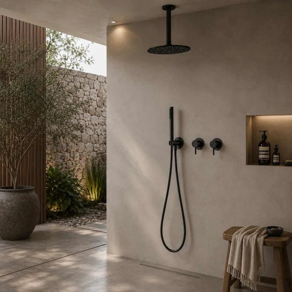 Sined Kit Doccia Soffitto Lungo 30 cm Nero