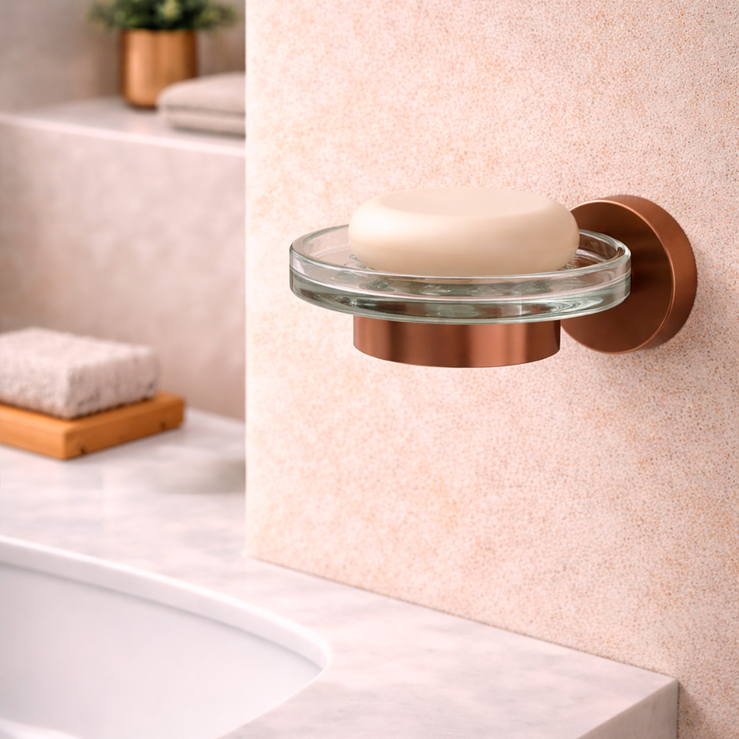 Sined Levante Portasapone a Muro Oro Rosa Inox
