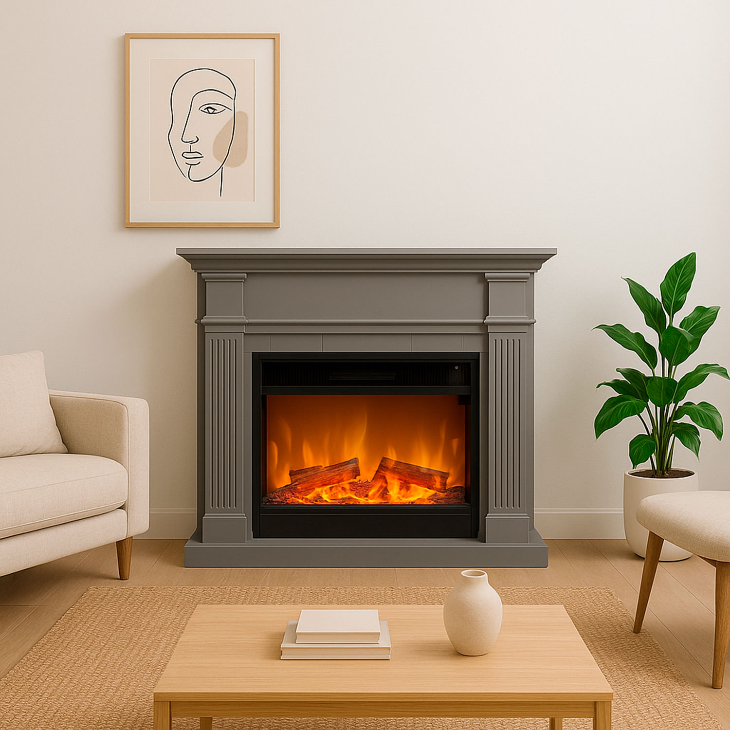 Sined Caldera XXL Grigio camino elettrico 37 mq