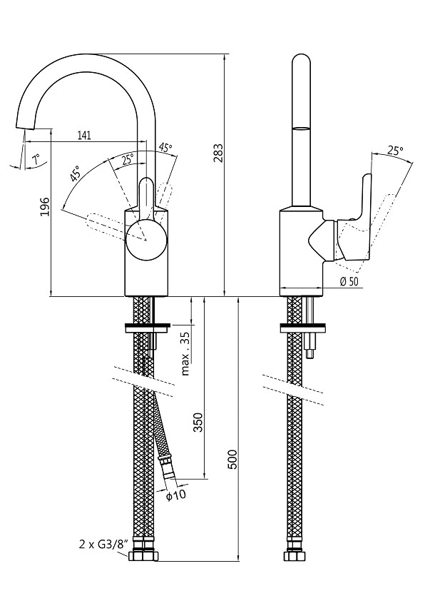 Schmiedl Top GS39091 miscelatore lavabo a U girevole