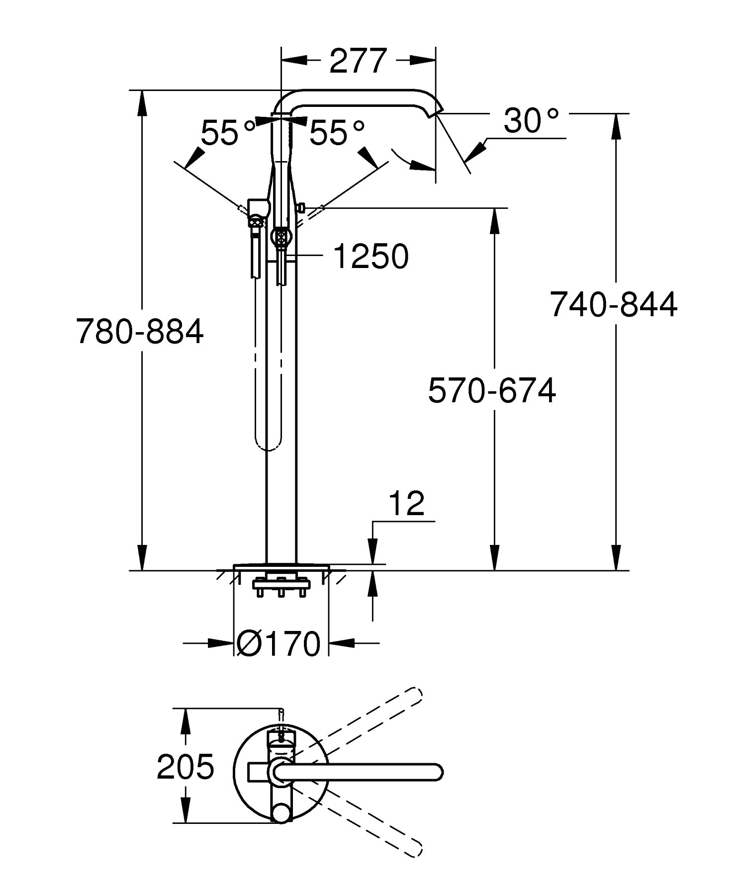 GROHE Essence New 23491DC1 miscelatore vasca antracite
