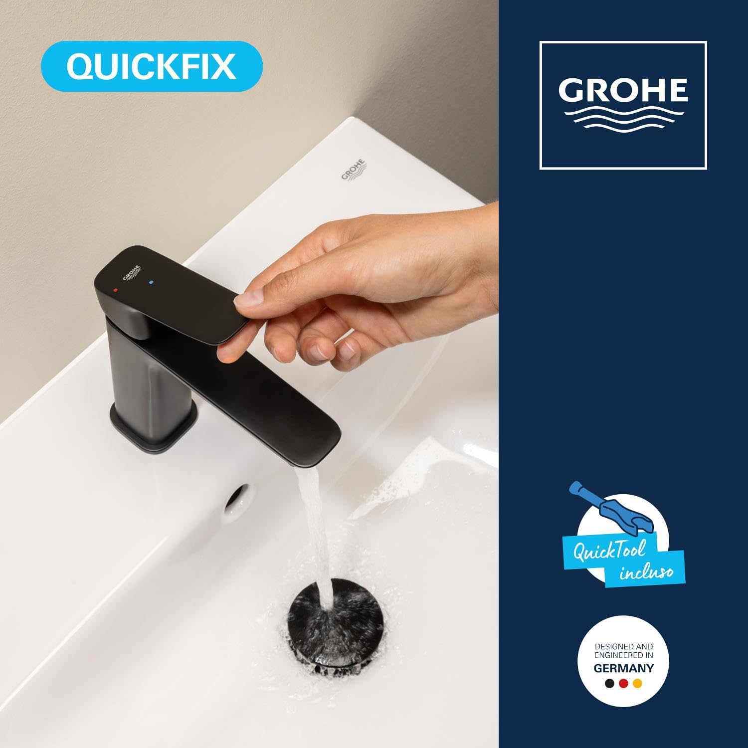 GROHE Dice 1018612430 Rubinetto Lavabo Nero Opaco Risparmio Idrico