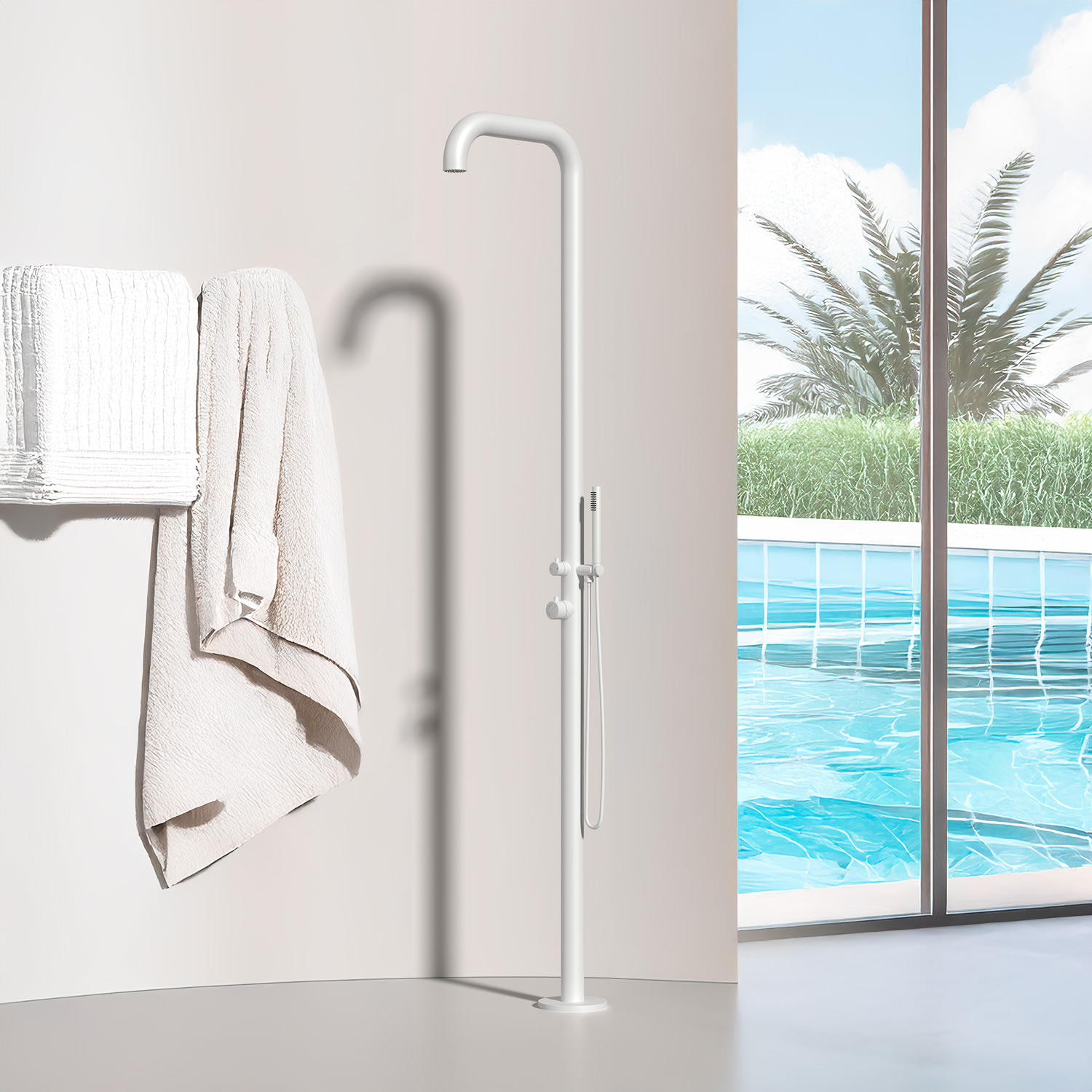Sined Chia Doccia da Esterno Bianca 230 cm inox