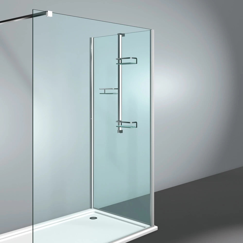 Vismaravetro Parete Basket mensola doccia vetro 2 ripiani inox