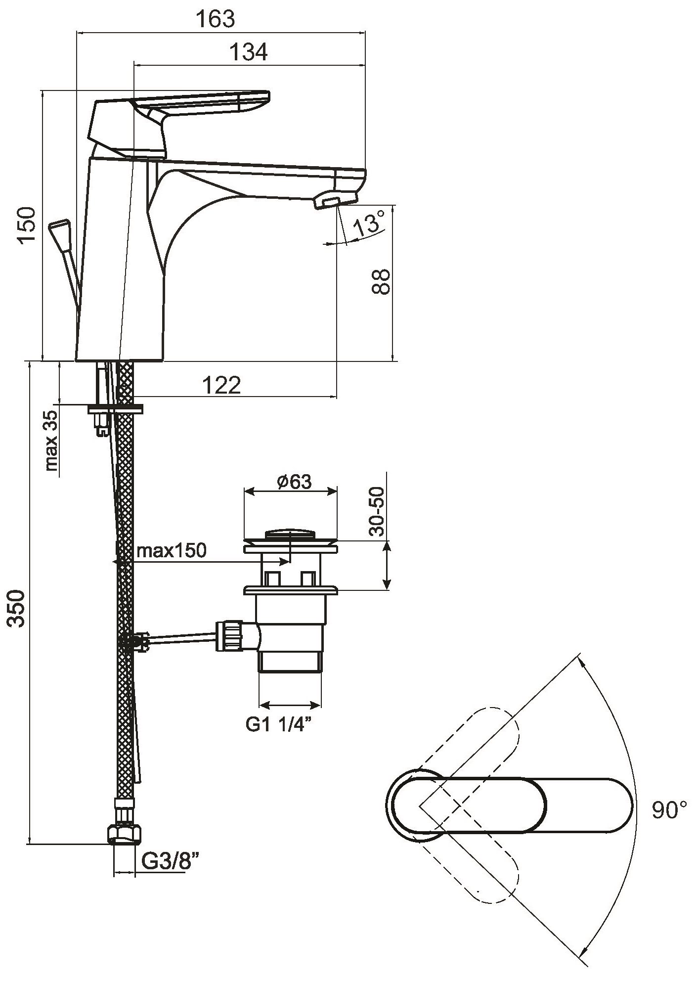 Schmiedl Flaro GS39023P miscelatore lavabo con piletta