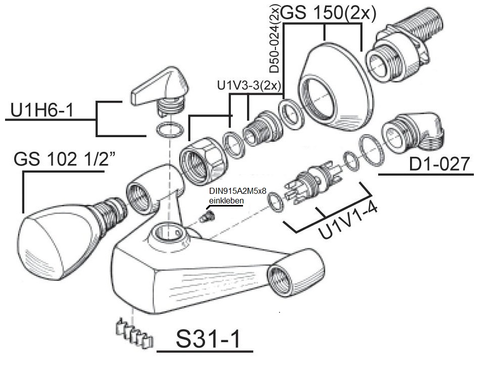 Schmiedl GS1510 Rubinetto Vasca a Muro 2 Manopole con Doccia
