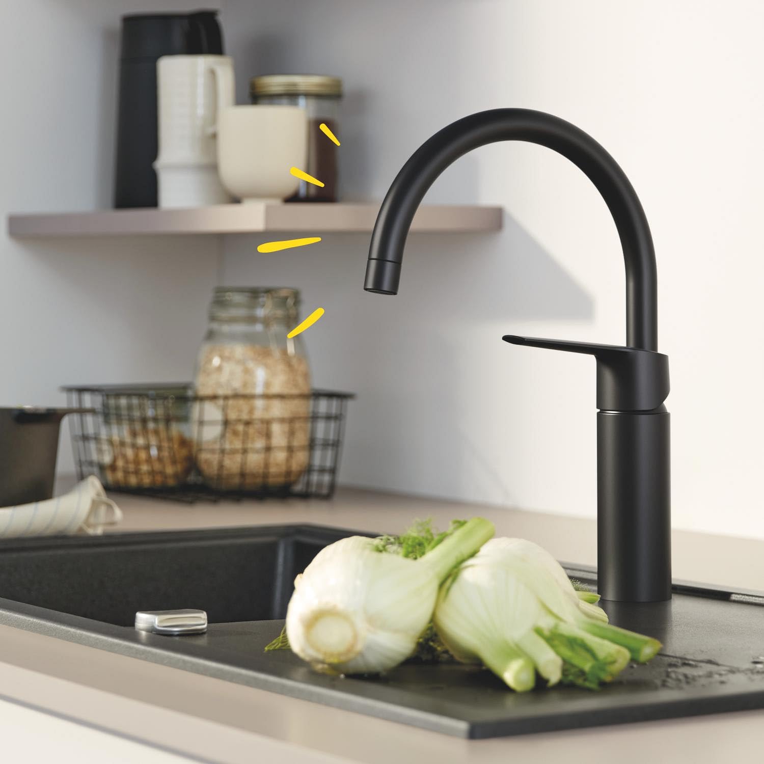 GROHE Start QuickFix miscelatore cucina nero opaco bocca C
