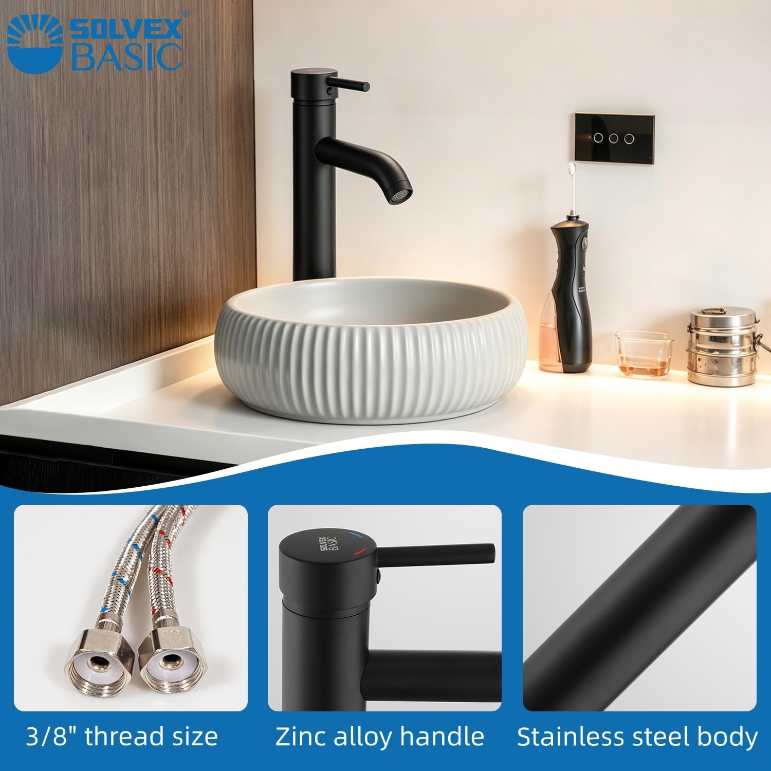 Solvex SF-11801-N miscelatore lavabo nero opaco