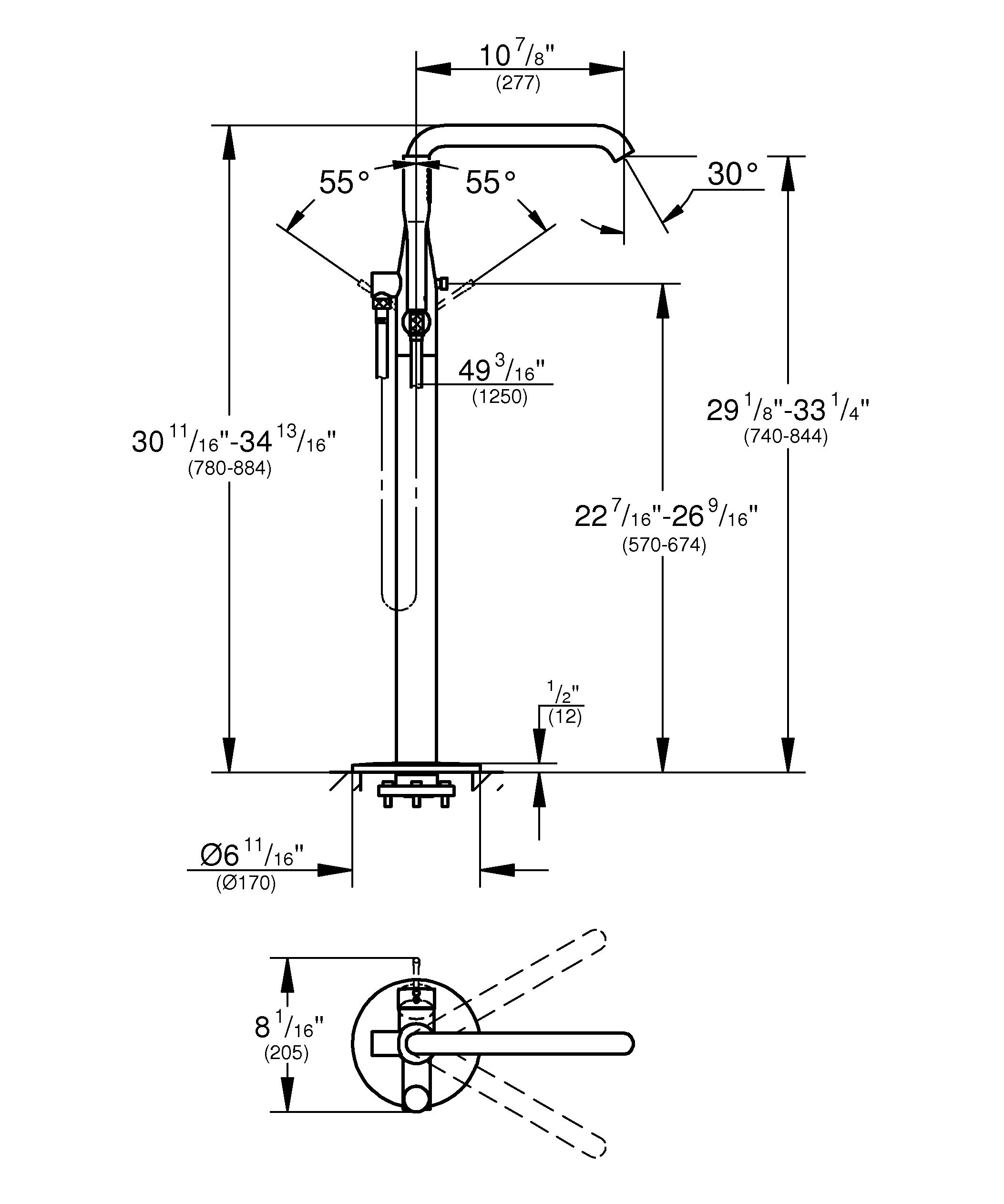 GROHE Essence 23491001 Miscelatore Vasca Pavimento Cromo