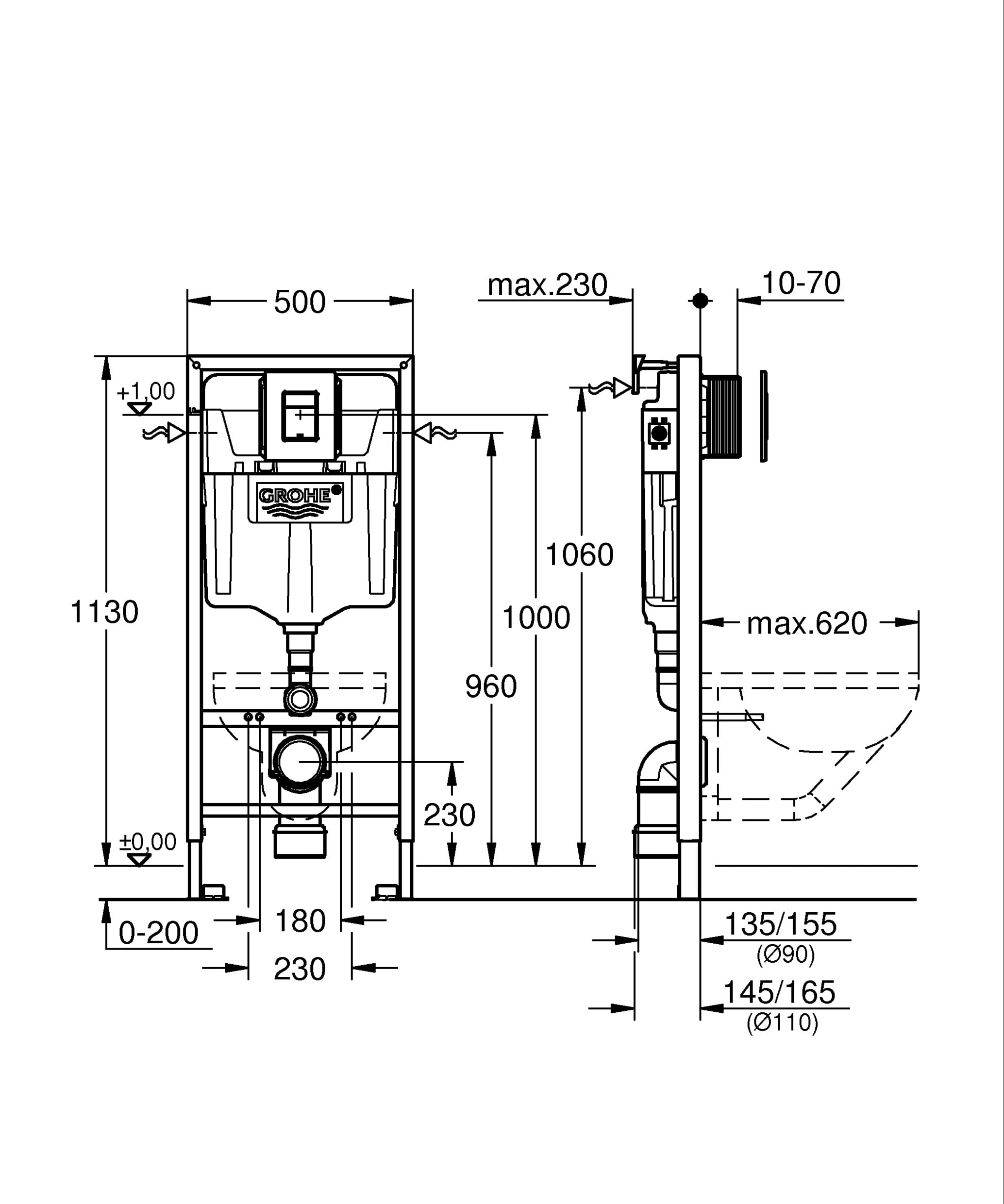 GROHE Solido 39930000 set WC 4 in 1 altezza 1,20 m
