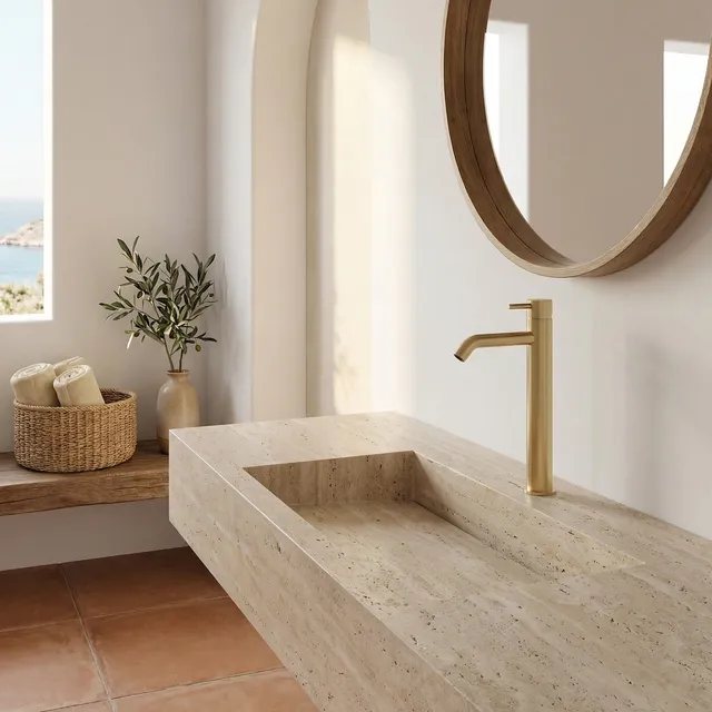Sined Levante rubinetto lavabo alto oro inox 316L