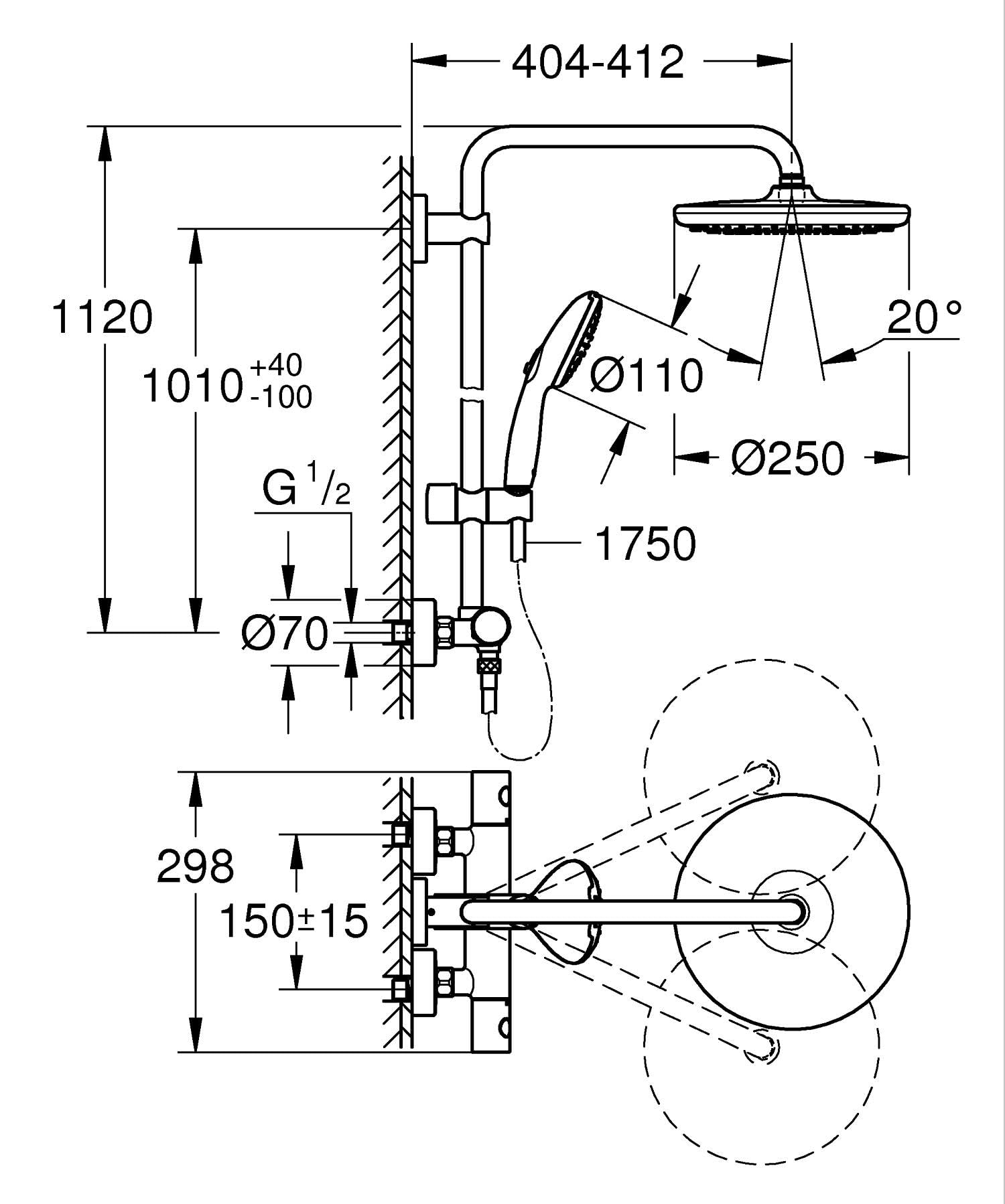 GROHE Vitalio Start System 250 colonna doccia nero opaco