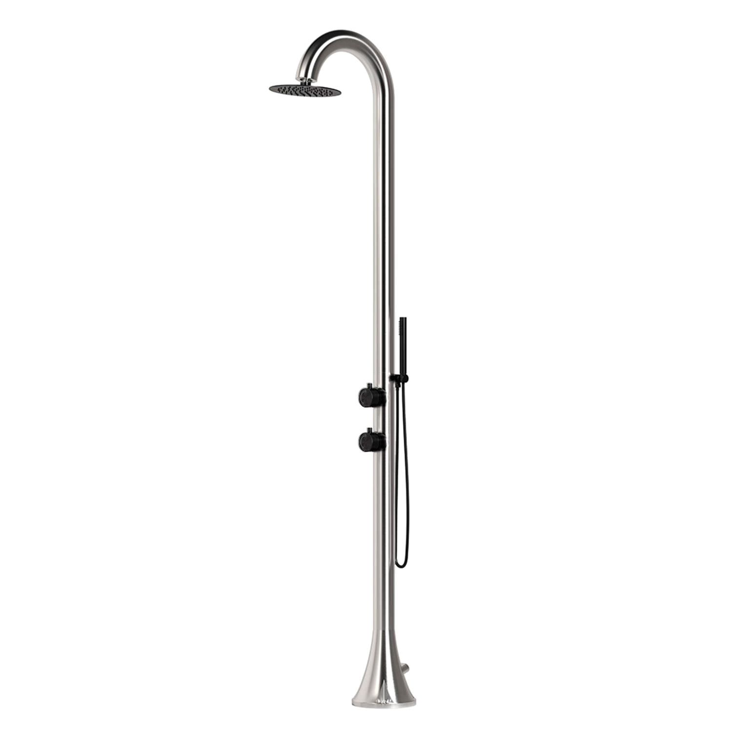 Sined Luna Duo doccia esterno nera acqua calda e fredda inox