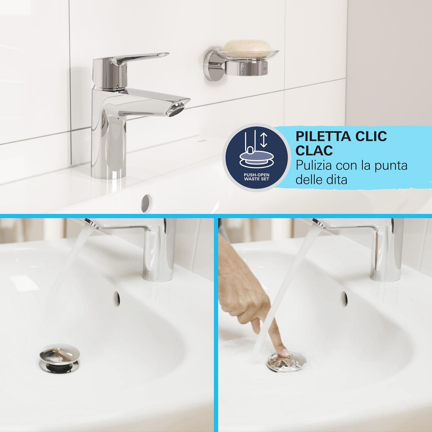GROHE Start M miscelatore lavabo cromo con piletta EcoJoy