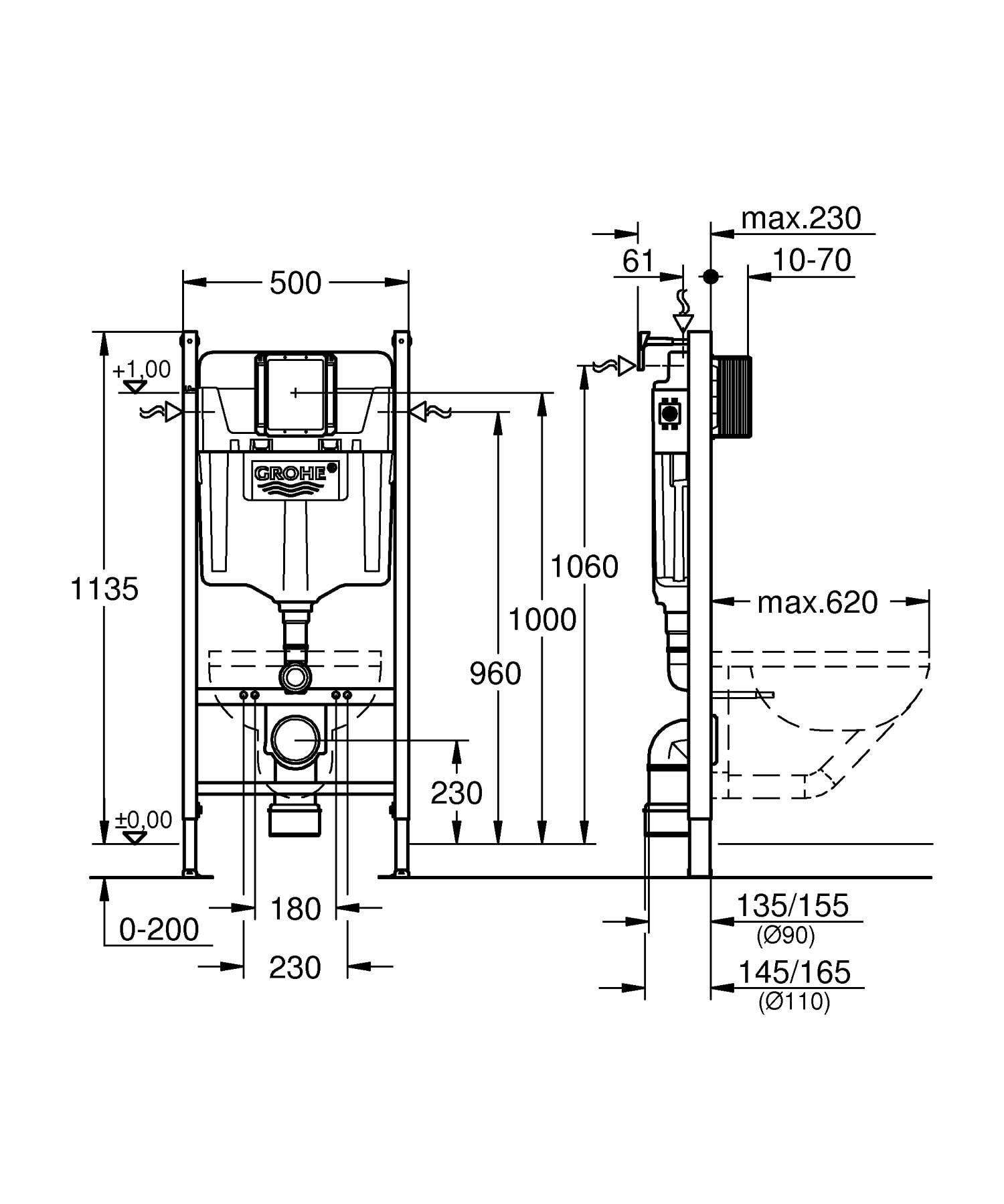 GROHE Solido 36497000 set WC sospeso 2 in 1 regolabile