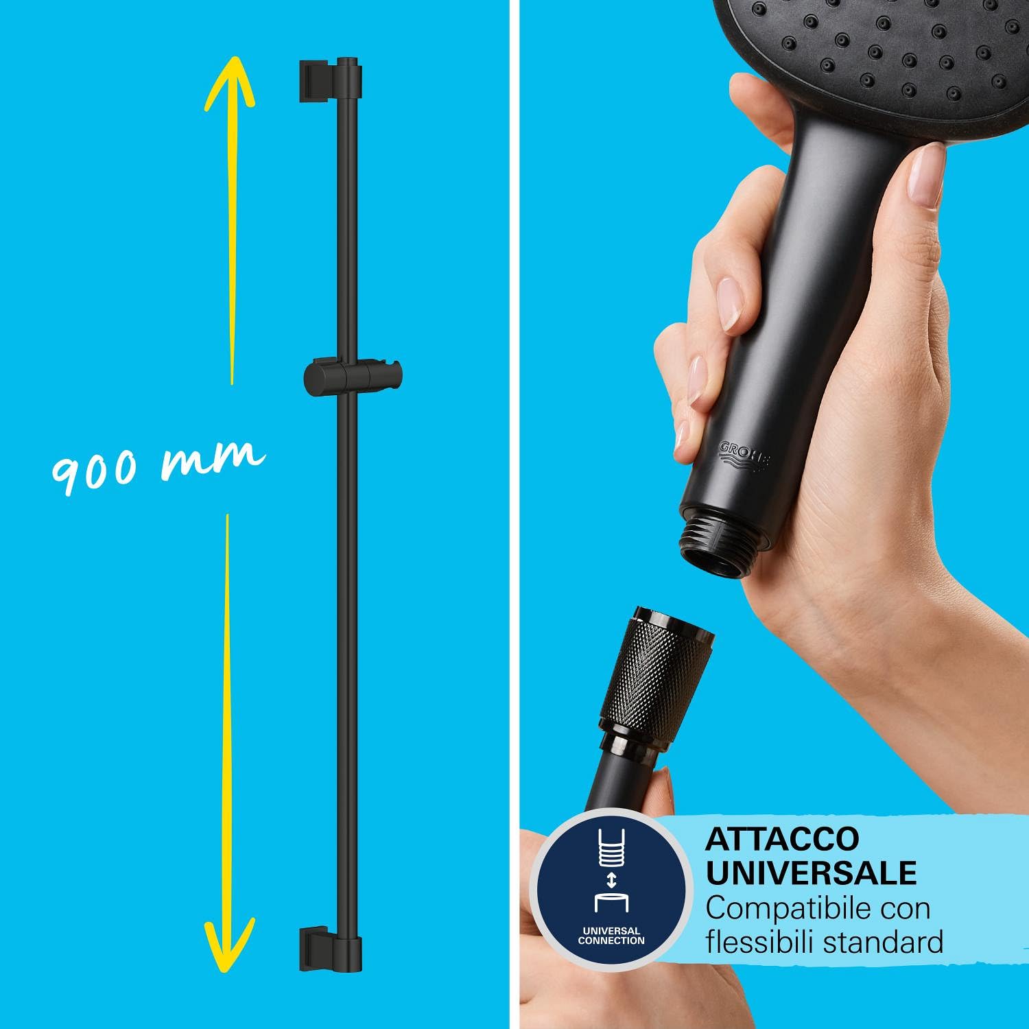 Grohe Vitalio Comfort 110 269302431 set doccia nero quadrato