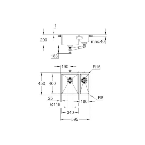 Grohe K700U 31577SD1 lavello cucina 1,5 vasche inox sottotop