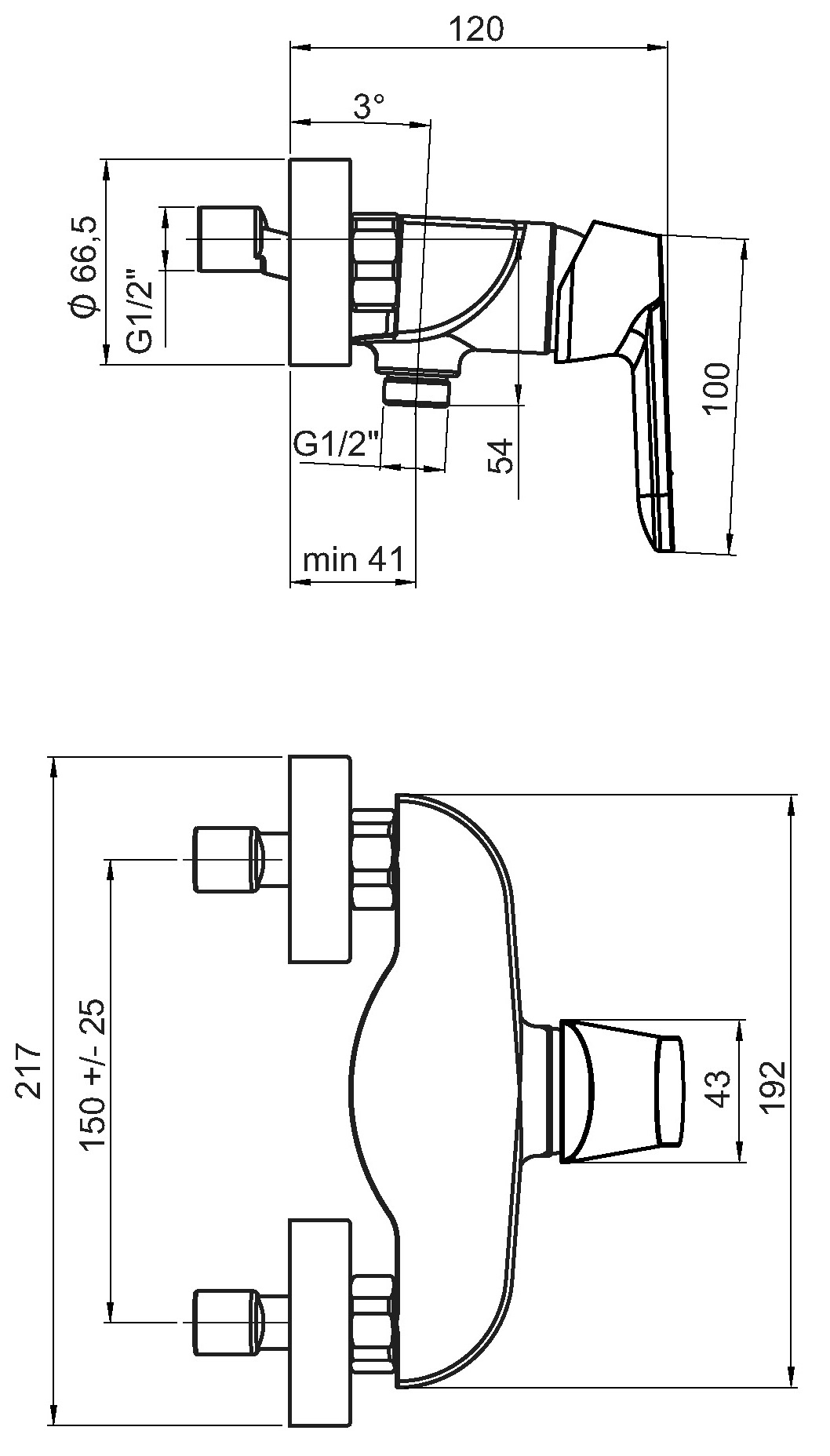 Schmiedl Flaro GS39413 Miscelatore Doccia a Muro Monoleva