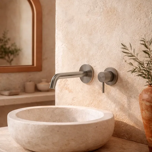 Sined Levante miscelatore lavabo a muro canna fucile inox 316L