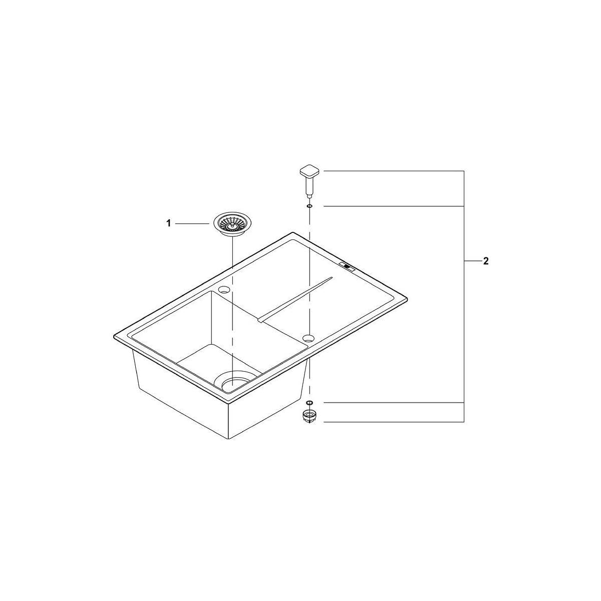 GROHE K400 Lavello Cucina Granito Nero 78x50 con Gocciolatoio