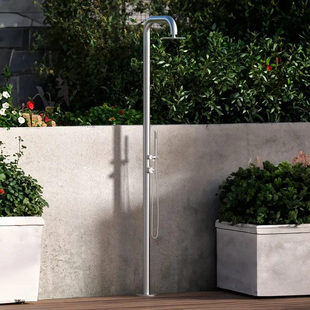 Sined Pula doccia da giardino calda e fredda inox 230 cm