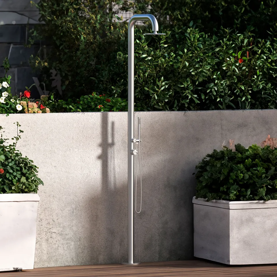 Sined Pula doccia da giardino calda e fredda inox 230 cm