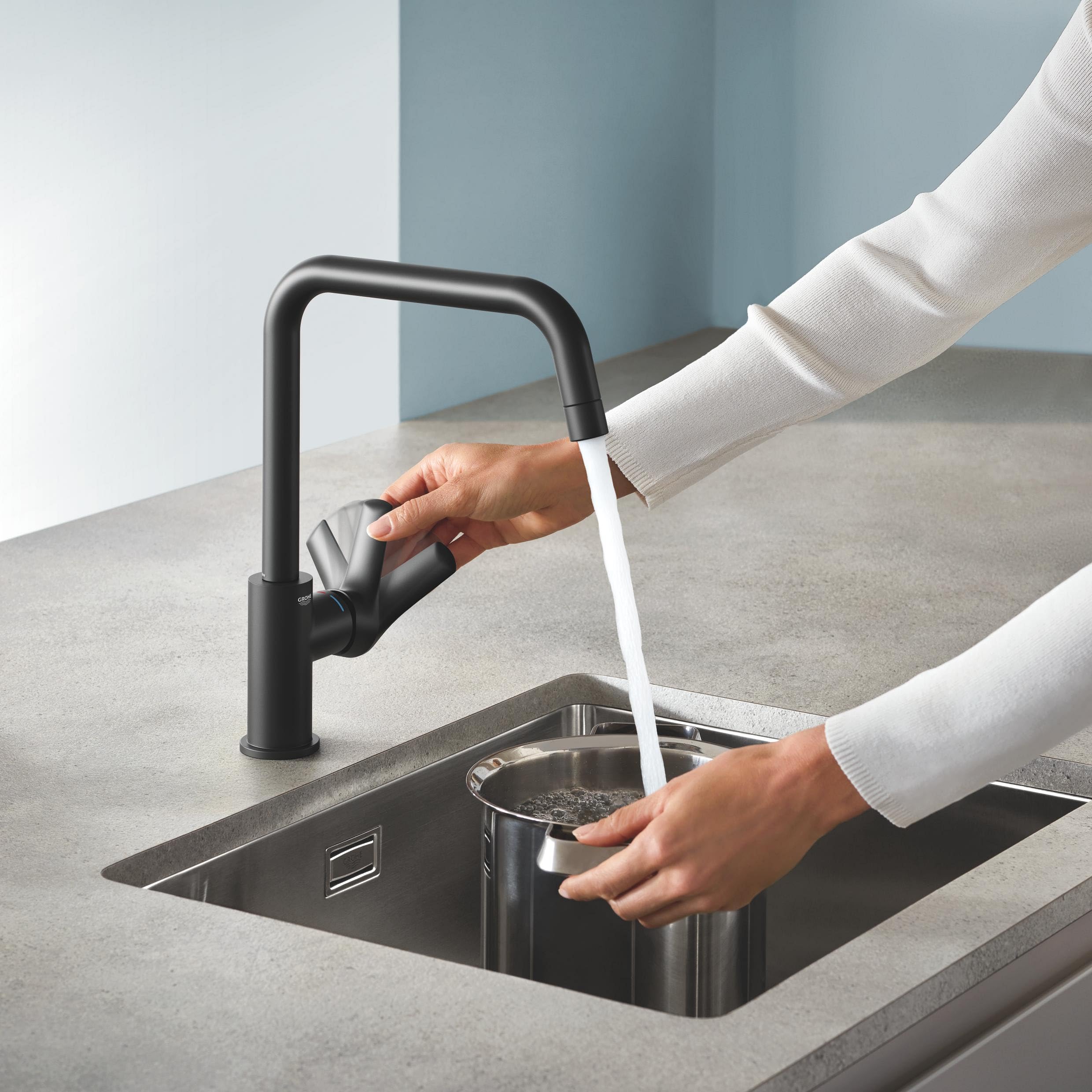 GROHE Get 31552DC0 miscelatore cucina nero opaco bocca alta